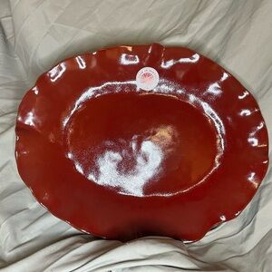 NEW Handcrafted Made in Portugal Elegant Red Serveware Platter